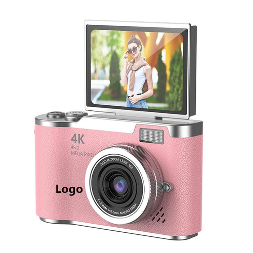 Digital Point and Shoot Camera 2.4-inch Flip Screen 1080p Pink